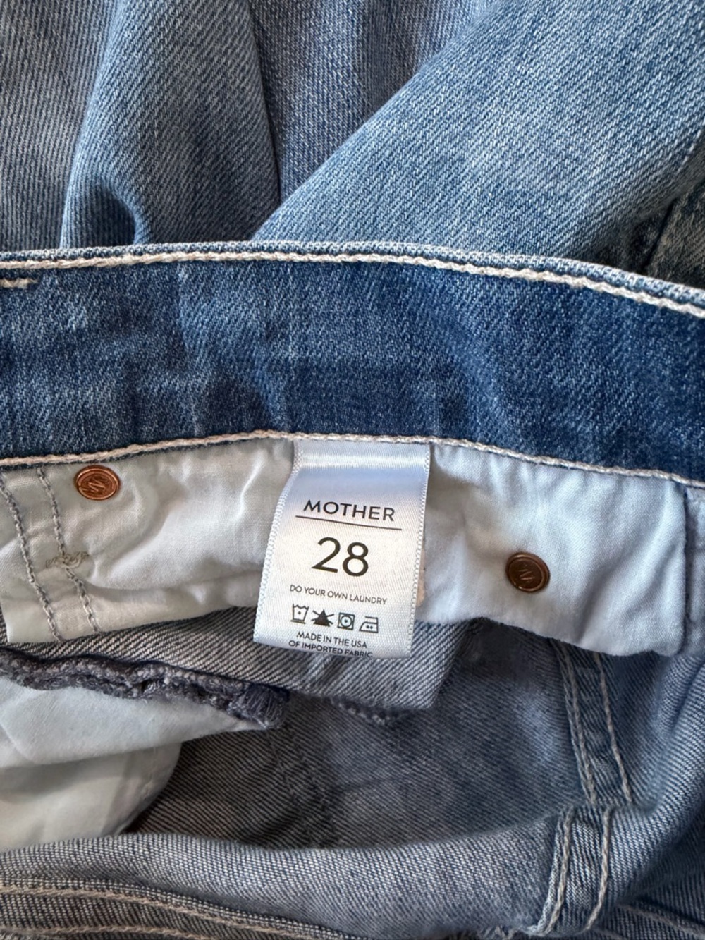 MOTHER Straight-Leg Mid Blue Jeans rascal raw hem - Picture 7 of 8
